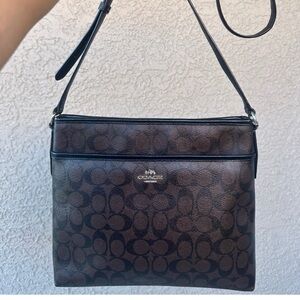 Coach Signature Brown and Black Crossbody Bag